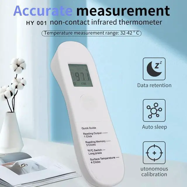 Alt view image 6 of 7 - No-Touch Forehead Thermometer, LCD Digital Infrared Thermometer for Adults Ultra-Sensitive Sensors, Large LED Digits, Quiet Vibration Feedback, Non Contact