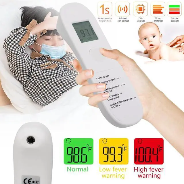 Alt view image 5 of 7 - No-Touch Forehead Thermometer, LCD Digital Infrared Thermometer for Adults Ultra-Sensitive Sensors, Large LED Digits, Quiet Vibration Feedback, Non Contact