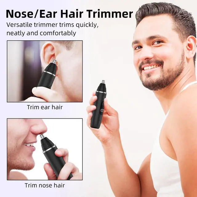 Alt view image 2 of 7 - Nose Hair Trimmer Professional Painless Eyebrow Trimmer Powerful Motor and Edge Blades for Smoother Cutting (Black)
