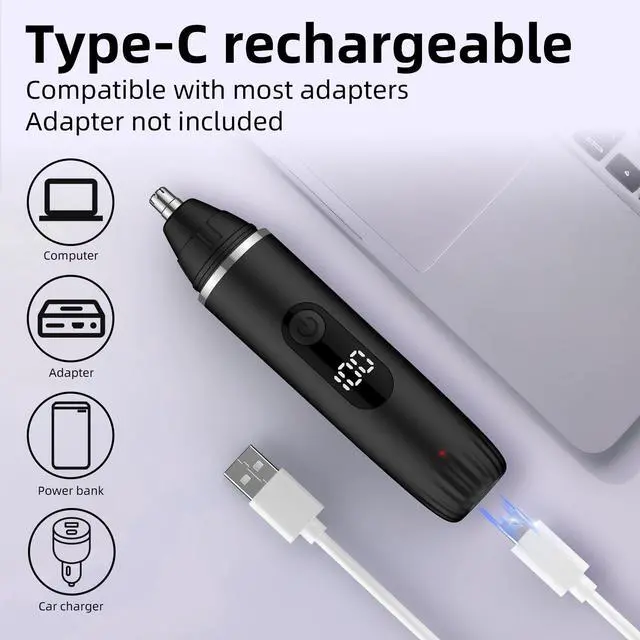Alt view image 3 of 7 - Nose Hair Trimmer Professional Painless Eyebrow Trimmer Powerful Motor and Edge Blades for Smoother Cutting (Black)
