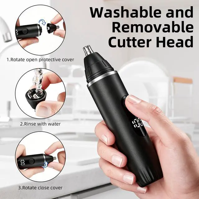 Alt view image 5 of 7 - Nose Hair Trimmer Professional Painless Eyebrow Trimmer Powerful Motor and Edge Blades for Smoother Cutting (Black)