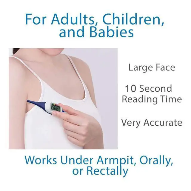 Alt view image 3 of 7 - Large Face LCD Fast Read Digital Thermometer for Adults and Children - Instant Read Thermometer for Fever Detection with Quick 10 Second Read Time ( Packaging May Vary )
