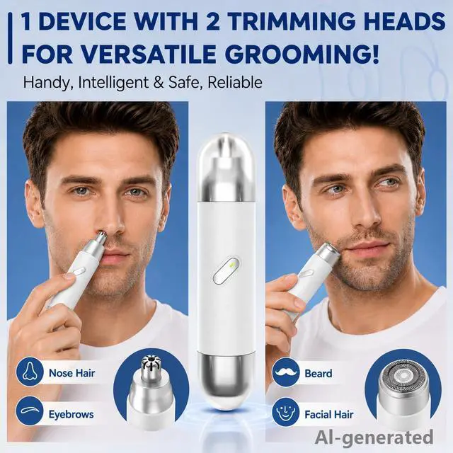 Alt view image 7 of 7 - Nose Hair Trimmer for Men & Women, 2 in 1 Electric Nose and Ear Hair Trimmers Ear & Eyebrow Grooming Kit Face Clipper with Powerful Motor and Dual-Edge Blades Waterproof, Portable Travel Size (White)