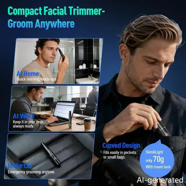 Alt view image 6 of 7 - Ear and Nose Hair Trimmer with LED Display for Men Women, Painless USB Rechargeable Eyebrow & Facial & Nose Hair Trimmer Clipper, 10000 RPM Precision Tool Professional IPX7 Waterproof Dual Edge Blades