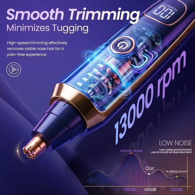 Alt view image 3 of 7 - LED Display Ear and Nose Hair Trimmer Clipper for Women Men,2026 Rechargeable 2 in 1 Painless Eyebrow & Facial Hair Trimmer with Powerful Motor and Dual-Edge Blades Easy Cleansing