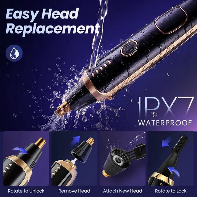 Alt view image 5 of 7 - LED Display Ear and Nose Hair Trimmer Clipper for Women Men,2026 Rechargeable 2 in 1 Painless Eyebrow & Facial Hair Trimmer with Powerful Motor and Dual-Edge Blades Easy Cleansing