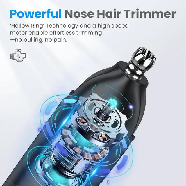 Alt view image 4 of 7 - Nose Hair Trimmer for Men: USB-C Charging Nose Trimmer, Stainless Steel Dual-Edge Blade, 7000 RPM Powerful Motor,Wet/Dry Use, Magnetic Safety Cover, Travel Lock Design,Gray
