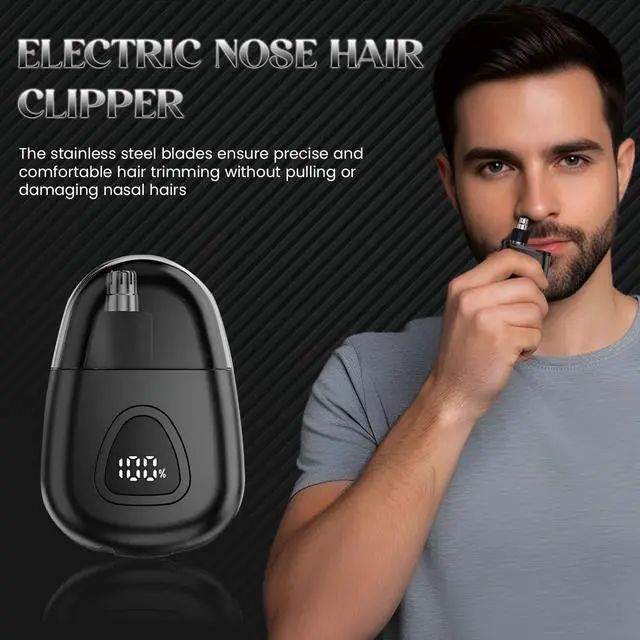 Alt view image 2 of 7 - Nose Hair Trimmer for Men Women - Electric Nose Hair Clipper with Replaceable Stainless Steel Blade, Powerful Motor, Wet/Dry Use, Portable USB Rechargeable Design | Black