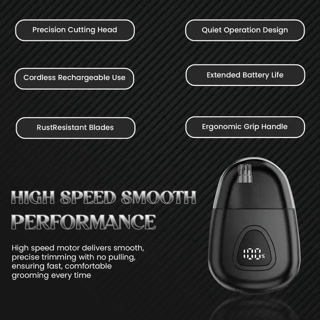 Alt view image 7 of 7 - Nose Hair Trimmer for Men Women - Electric Nose Hair Clipper with Replaceable Stainless Steel Blade, Powerful Motor, Wet/Dry Use, Portable USB Rechargeable Design | Black
