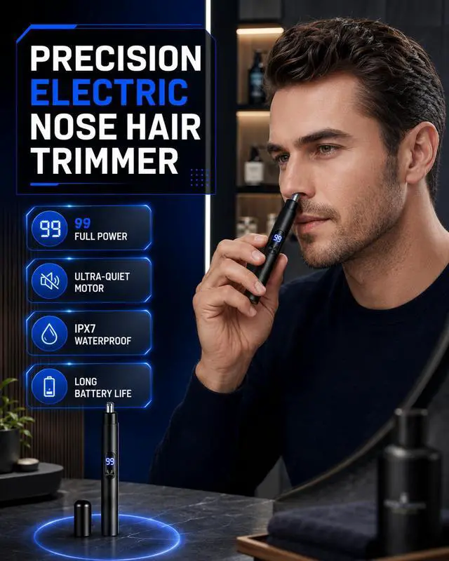 Alt view image 3 of 7 - Nose and Ear Trimmer for Men,Nose Hair Trimmer,Type-C Rechargeable Nose Trimmer Grooming Clipper with Led Power Display,Portable Nose Trimmer Grooming Kit