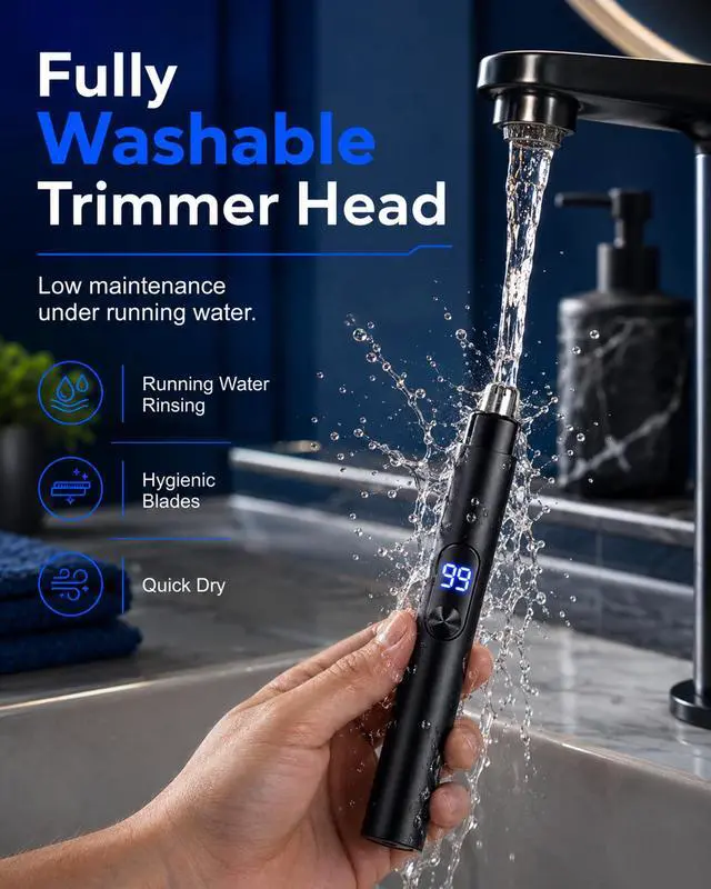Alt view image 6 of 7 - Nose and Ear Trimmer for Men,Nose Hair Trimmer,Type-C Rechargeable Nose Trimmer Grooming Clipper with Led Power Display,Portable Nose Trimmer Grooming Kit