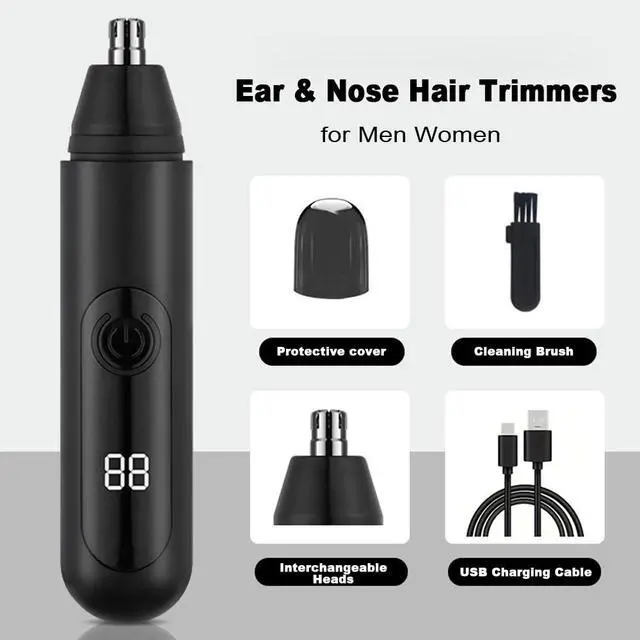Alt view image 3 of 7 - Ear and Nose Hair Trimmer Clipper for Men Women, USB Rechargeable Professional Painless Eyebrow & Facial & Ear & Nose Hair Trimmer, LED Display Dual Edge Blades for Easy Cleansing