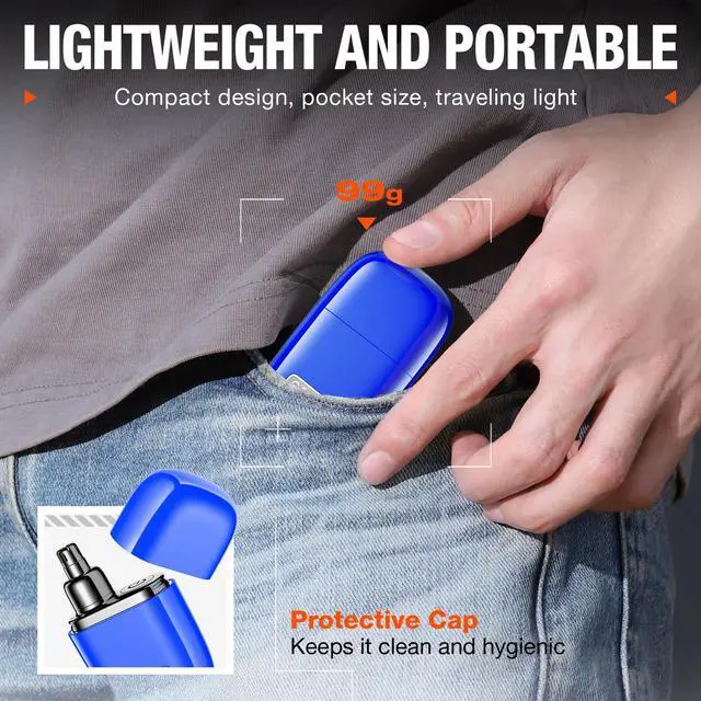 Alt view image 3 of 7 - Nose Hair Trimmer for Men and Women, Alloy Unibody, Painless Trimming, IPX7 Waterproof, Washable, USB-C Rechargeable, Long-Lasing, Low Noise, Portable Travel Electric Nose Trimmer, Blue