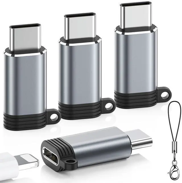 Main image of Lightning to USB C Adapter 4 Pack, Fast Charging & Data Sync for iPhone 15/16/17 Pro/Pro Max, Charger Adapter Accessory (Not for Audio/OTG)
