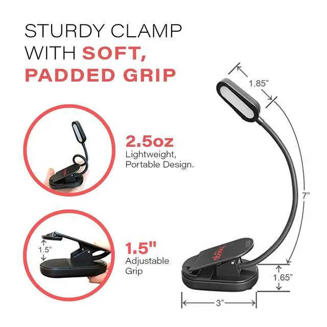 Alt view image 6 of 7 - Amber Book Light, Rechargeable Clip-On Blue Light Blocking LED Reading Light, 1600K Warm Eye Care for Bed, Students, Kids, Travel, Nursing, Studying