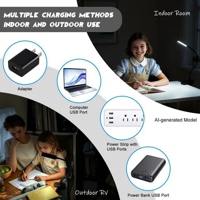 Alt view image 5 of 7 - Clip on Light, Desk Lamp with Clamp, LED Reading Light with 3500mAh Rechargeable Battery, 3 Color Modes, 10 Brightness Levels, Adjustable Neck, Cordless Clip on Lamp for Bed, Home Office, Craft(Black)