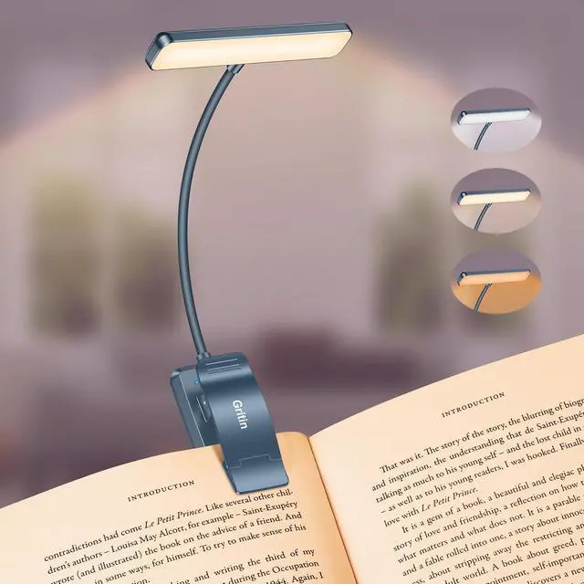 Main image of 19 LED Rechargeable Book Light for Reading in Bed with Memory Function- Eye Caring 3 Color Temperatures,Stepless Dimming Brightness,90 Hrs Runtime Clip on Light for Book Lovers-Pacific Blue
