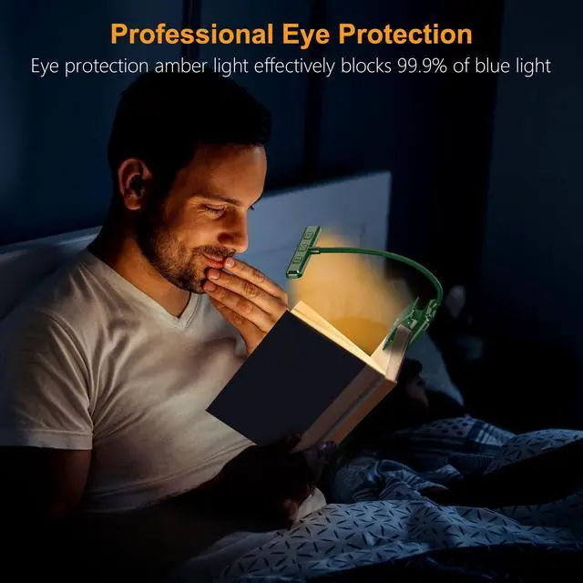 Alt view image 4 of 7 - 19 LED Rechargeable Book Light for Reading in Bed with Memory Function- Eye Caring 3 Color Temperatures,Stepless Dimming Brightness,90 Hrs Runtime Clip on Light for Book Lovers-Dark Green