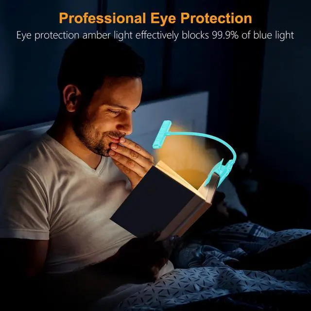Alt view image 4 of 7 - 19 LED Rechargeable Book Light for Reading in Bed with Memory Function- Eye Caring 3 Color Temperatures,Stepless Dimming Brightness,90 Hrs Runtime Clip on Light for Book Lovers-Blue