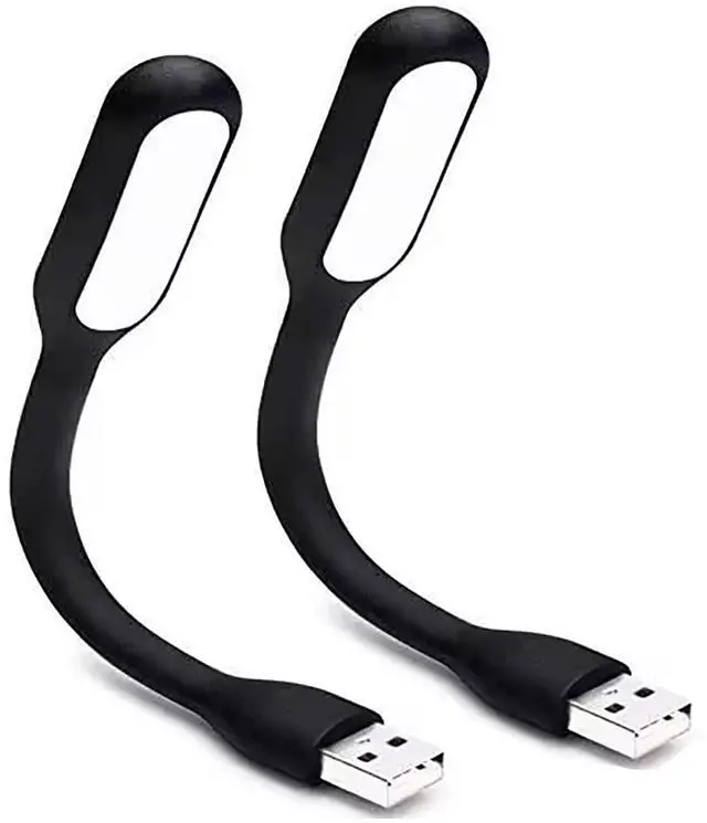 Main image of Mini Flexible Light, Portable USB Led Reading Night Lamp for PC Laptop Computer Notebook Power Bank - 2 Pack (Black)
