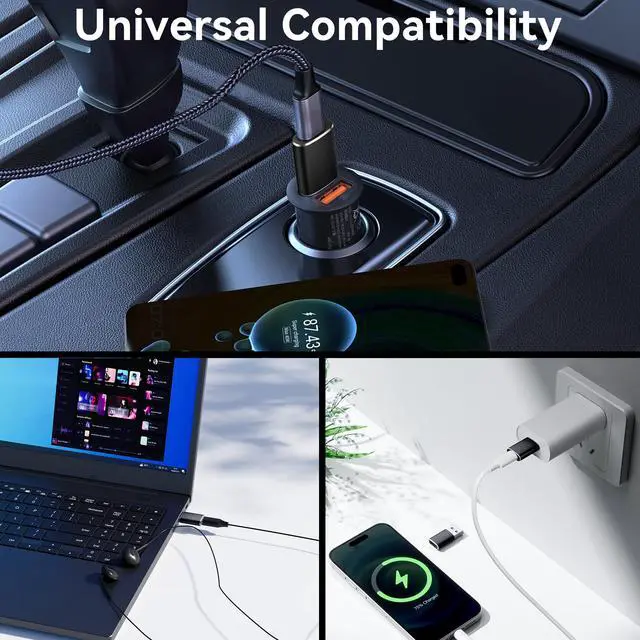 Alt view image 6 of 7 - 6 Pack USB C Female to USB Male Adapter, Type C to USB A Charger Cable Converter for iPhone 11 12 13 14 15 16 17 Pro Max, iPad Pro Air 4 Mini 6, Samsung Galaxy S25 S24 S23 S22, Google Pixel (Black)