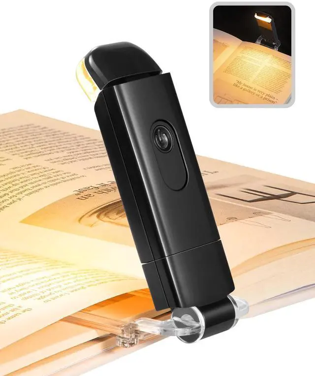 Main image of Book Light, Amber Warm Clip On LED with 3 Adjustable Brightness for Eye Protection, Rechargeable USB Long Lasting Reading Light, Gifts for Bookworms, Kids (Black)