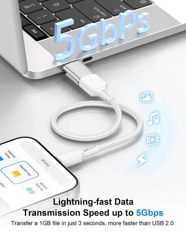 Alt view image 2 of 7 - USBC to USB Adapter 4 Pack, USB C Male to USB 3.0 Female OTG Adapter for iPhone 17e 16, iPad mini, MacBook Pro, Samsung S26 S25, High-Speed Data Transfer and Fast Charging Type-C Connector-Silver