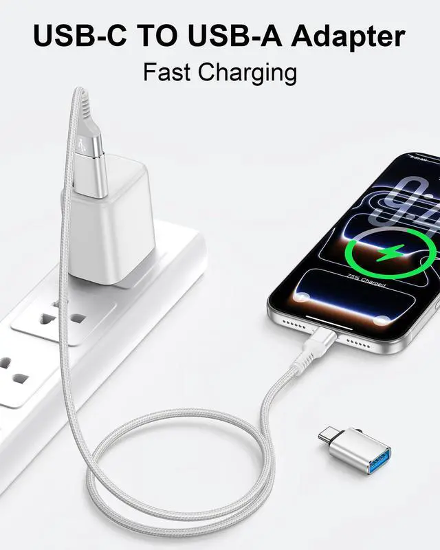 Alt view image 3 of 7 - USBC to USB Adapter 4 Pack, USB C Male to USB 3.0 Female OTG Adapter for iPhone 17e 16, iPad mini, MacBook Pro, Samsung S26 S25, High-Speed Data Transfer and Fast Charging Type-C Connector-Silver