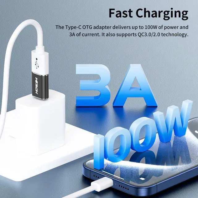 Alt view image 3 of 7 - USB C to USB Adapter 4 Pack,Type C Male to USB 3.2 Female OTG Adapter,100W Fast Charging 10Gbps Data Transfer for M-acBook Pro/Air,Phone 15 16 17,Pad,G-alaxy,X-Peria,S-urface,D-ell XPS Black
