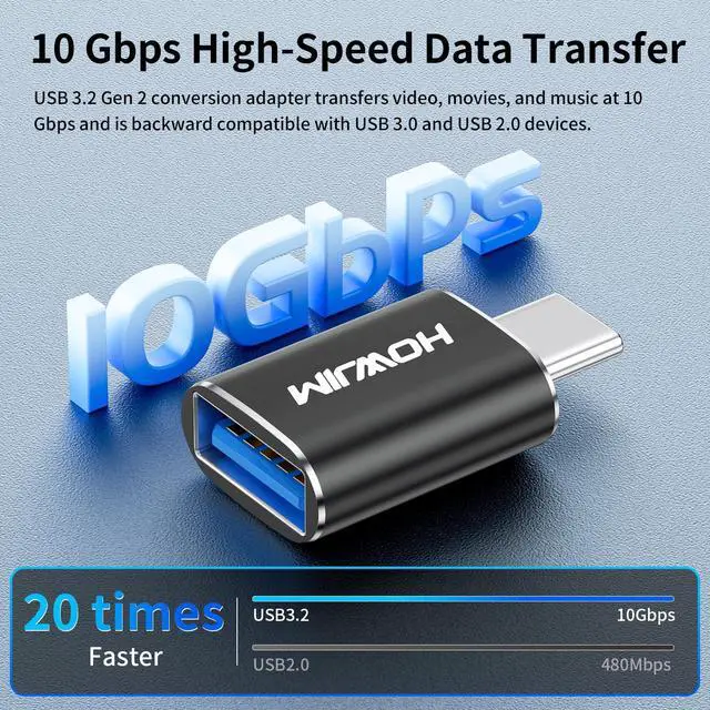 Alt view image 2 of 7 - USB C to USB Adapter 4 Pack,Type C Male to USB 3.2 Female OTG Adapter,100W Fast Charging 10Gbps Data Transfer for M-acBook Pro/Air,Phone 15 16 17,Pad,G-alaxy,X-Peria,S-urface,D-ell XPS Black