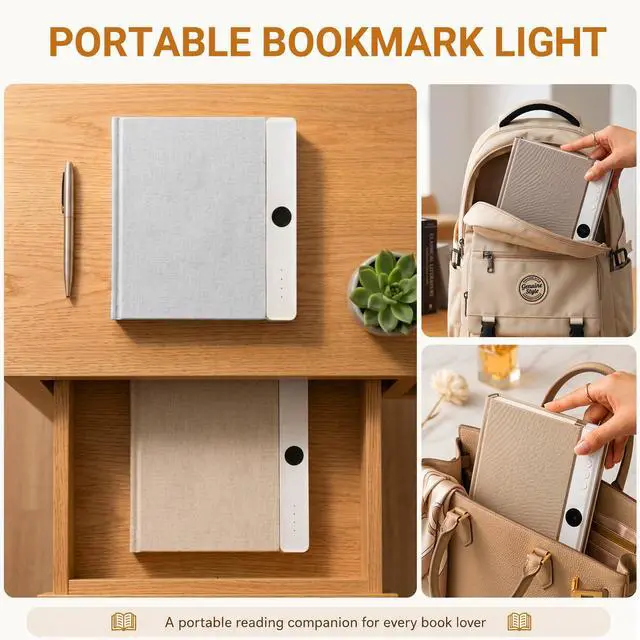 Alt view image 5 of 7 - 30 LED Book Light for Reading at Night in Bed, Rechargeable Book Page Light, 3 Color Temperatures, Stepless Dimming, 1-99 Min Timer, 2-in-1 Reading Light Light & Night Light, Gift for Readers White