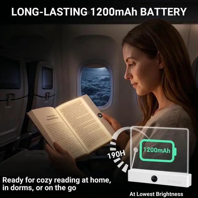 Alt view image 6 of 7 - 30 LED Book Light for Reading at Night in Bed, Rechargeable Book Page Light, 3 Color Temperatures, Stepless Dimming, 1-99 Min Timer, 2-in-1 Reading Light Light & Night Light, Gift for Readers White