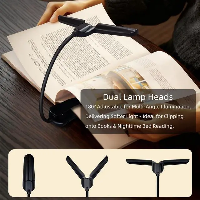 Alt view image 2 of 7 - Rechargeable Clip On Book Light, Portable Reading Light for Books in Bed, Book Lamp Eye Caring Booklight for Reading at Night, Bed Reading Lamp for Kids Adults