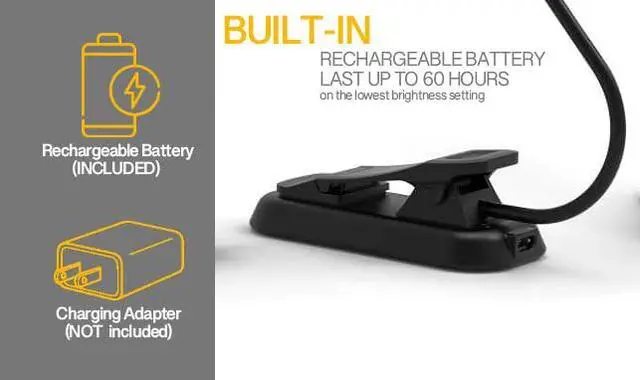 Alt view image 3 of 7 - Book Light, 12 LED USB Rechargeable Reading Lamp with 3-Level Brightness for Eye Protection - Ideal for Night Reading