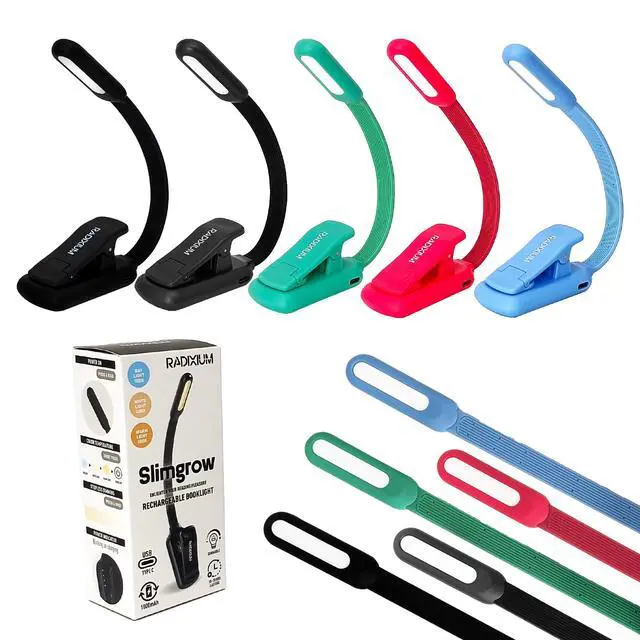Alt view image 7 of 7 - Rechargeable Book Light - 9LED Vertical Reading Light w/ 9 Color Temp, Stepless Dimming, 50H Battery, USB-C, Clip & Magnet - Gift for Book Lovers