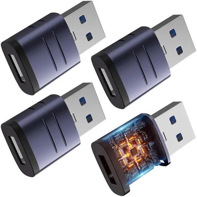 Main image of USB A to USB C Adapter 4 Pack, USB 3.0 Type C Female to A Male Charger Converter for iPhone 15 14 13 12 Series,Samsung Galaxy S23 S22 S21, High-Speed Data Transfer for Computer Laptop Tablet