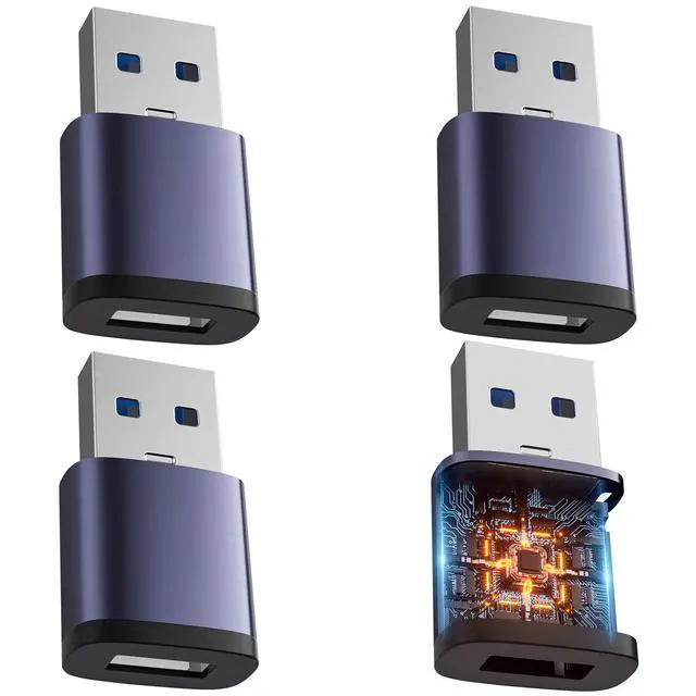Alt view image 3 of 6 - USB A to USB C Adapter 4 Pack, USB 3.0 Type C Female to A Male Charger Converter for iPhone 15 14 13 12 Series,Samsung Galaxy S23 S22 S21, High-Speed Data Transfer for Computer Laptop Tablet