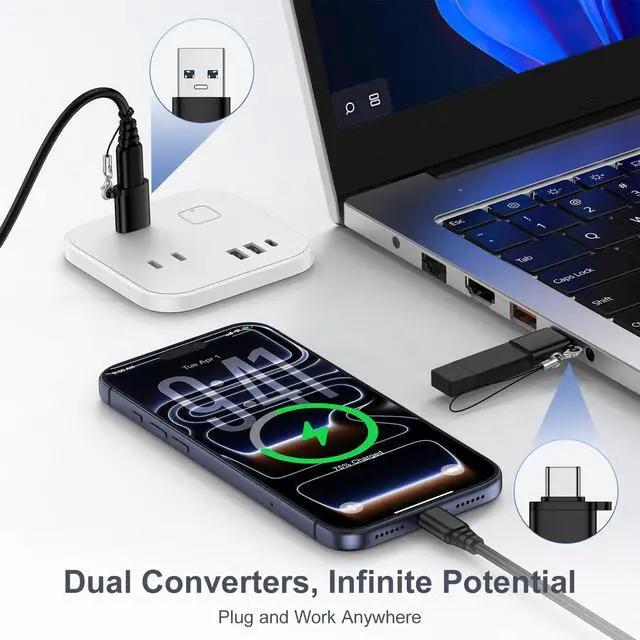 Alt view image 2 of 7 - USB to USB C Adapter,USB C to USB Adapter Combo 4-Pack Type C Female to A Male Charger Converter for Samsung Galaxy A17 A16 A15 A37 S26 Ultra S25 S24 S23 S22 S21 S20 iPhone 17 Pro Max 17e 16 15 iPad