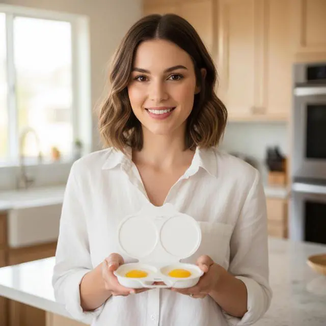 Alt view image 6 of 7 - 1Pc White Egg Poacher, Microwave Egg Boiler Poacher, 2 Cavity Nonstick Poached Egg Maker With Lid, Egg Poacher Microwave Egg Cooker, Double Drain Poached Egg Cups Cookware13 * 5cm