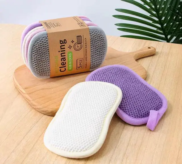 Alt view image 3 of 7 - 5-Pack Reusable Kitchen Cleaning Sponges-Soft & Scrub Dual-Sided Pads - Assorted Color