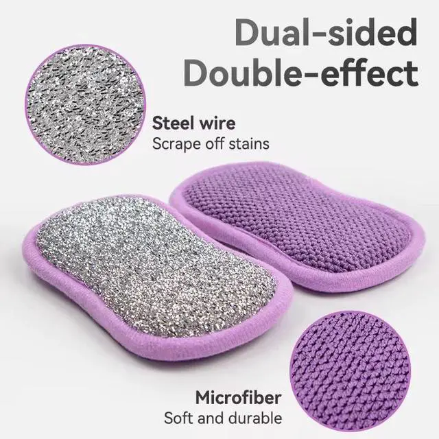 Alt view image 2 of 7 - 5-Pack Reusable Kitchen Cleaning Sponges-Soft & Scrub Dual-Sided Pads - Assorted Color
