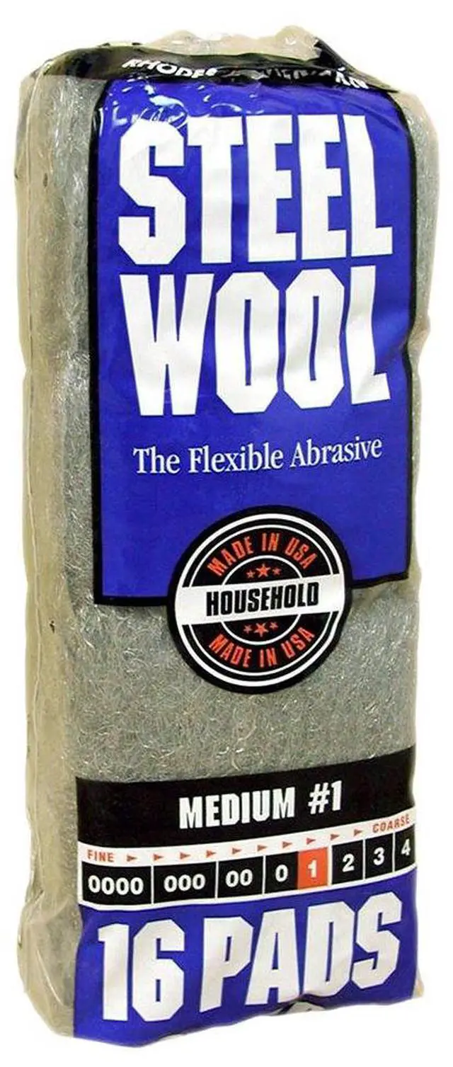Main image of Rhodes American Household Steel Wool16 pad, Medium Grade #1, 16 Pads