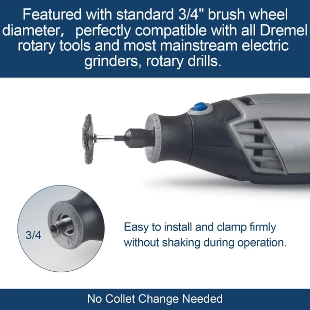 Alt view image 7 of 7 - 3/4" Carbon Steel Flat Wire Brush Wheel, 428-02 for RustRemoval, 2 Pack | Compatible with drills & grinders. Flat wire brush wheel for polishing. Durable carbon steel bristles for heavy-duty use.