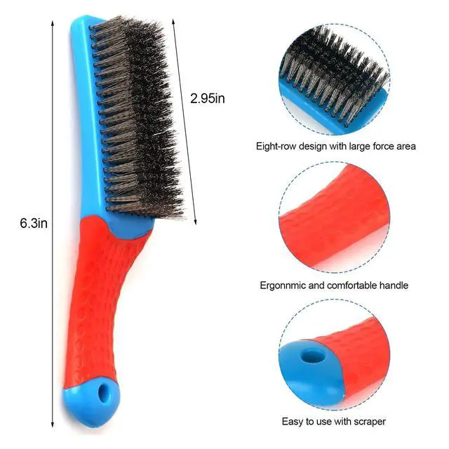 Alt view image 3 of 5 - Wire Brushes for Cleaning-Heavy Duty Stainless Steel Wire Scratch Brush for Metal Rust Cleaning,Paint Scrubbing with Rubber Covered Handle (1)
