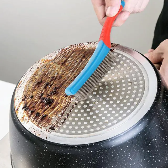 Alt view image 4 of 5 - Wire Brushes for Cleaning-Heavy Duty Stainless Steel Wire Scratch Brush for Metal Rust Cleaning,Paint Scrubbing with Rubber Covered Handle (1)