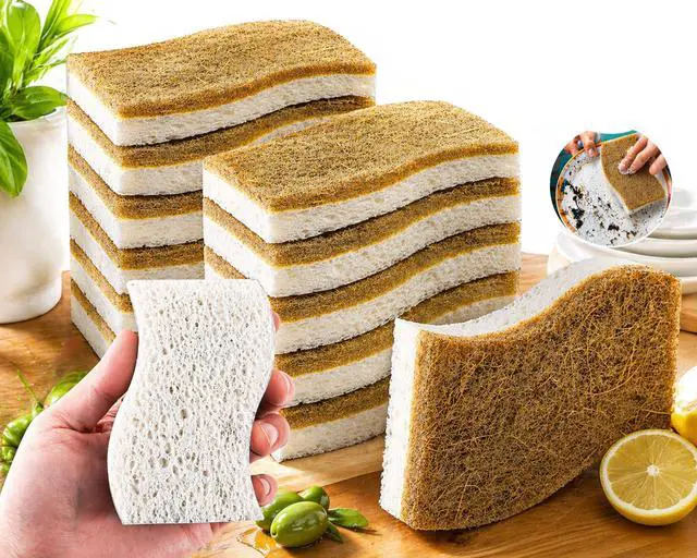 Main image of 12 Pack Kitchen Sponges Non Scratch Dish Sponge, Plant Based Scrub Sponge for Dishes, Reusable Cleaning Sponge for Kitchen Sink, Absorbent Dishwashing Sponges