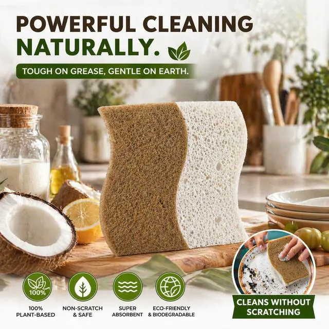 Alt view image 4 of 7 - 12 Pack Kitchen Sponges Non Scratch Dish Sponge, Plant Based Scrub Sponge for Dishes, Reusable Cleaning Sponge for Kitchen Sink, Absorbent Dishwashing Sponges