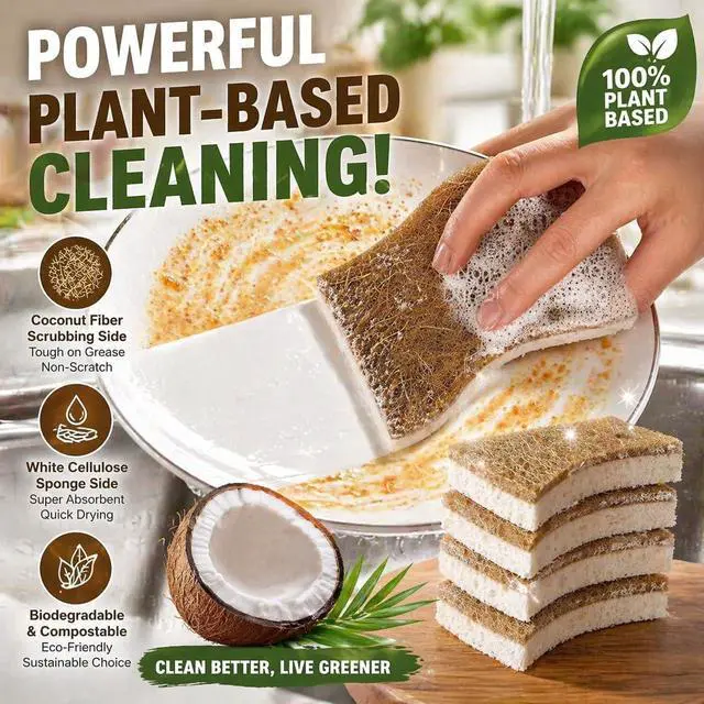 Alt view image 7 of 7 - 12 Pack Kitchen Sponges Non Scratch Dish Sponge, Plant Based Scrub Sponge for Dishes, Reusable Cleaning Sponge for Kitchen Sink, Absorbent Dishwashing Sponges