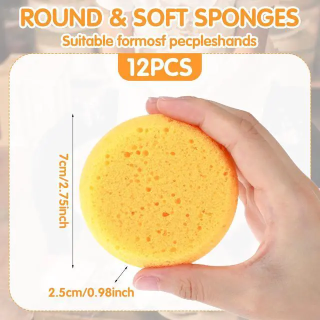 Alt view image 3 of 7 - 12PCS Kitchen Sponges for Washing Dishes Round Natural Cleaning Sponge,Cellulose Eco-Friendly No Odor, Dusting, Cleaning Bathroom, 7 * 7cm
