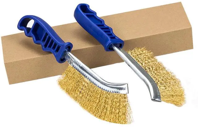 Main image of Wire Brushes for Cleaning Rust Removal Heavy Duty Steel Brush Tool 11" Long Handle with Plastic Handle,for Automotive,Grill,Paint , Welding Slag&HouseholdMore and Thicker Bristles Pack of 2